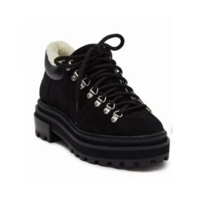 Schutz Lucille Ankle Boots Black Lace-Up Platform Boots Shoes